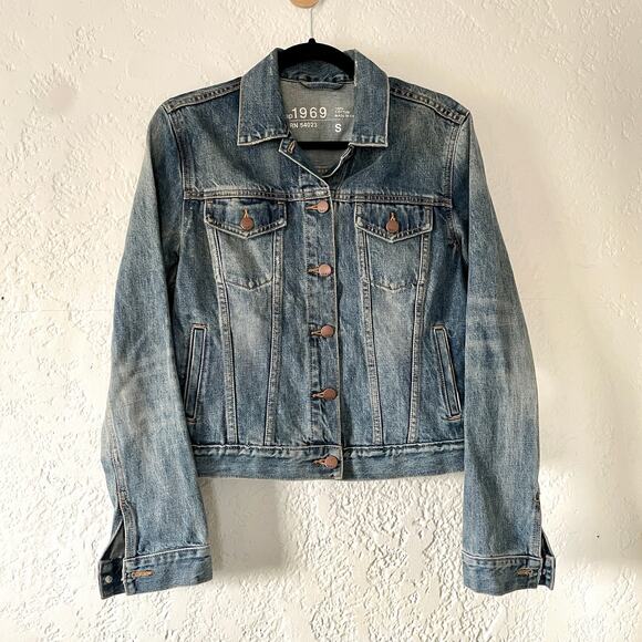Gap Jean Denim Distressed Jacket Size Small - Picture 1 of 5